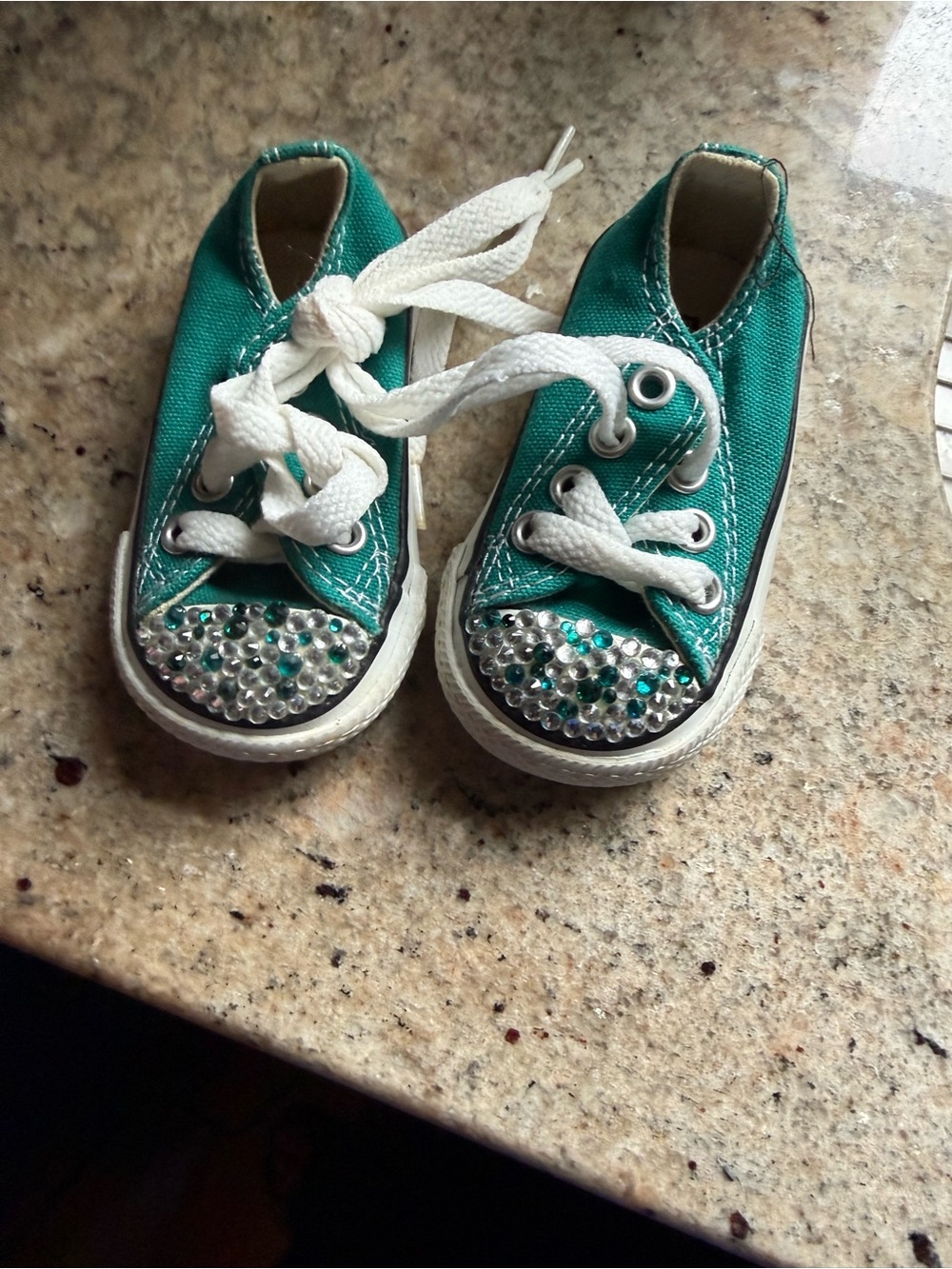 Infant Teal Crystal-Embellished Lace-Up CONVERSE. Never worn. - Picture 2 of 2